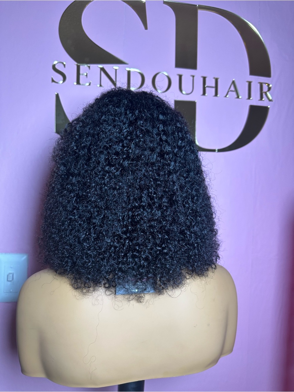 Natural Kinky Curly Wig - Black 14 inches 13/4 250 density